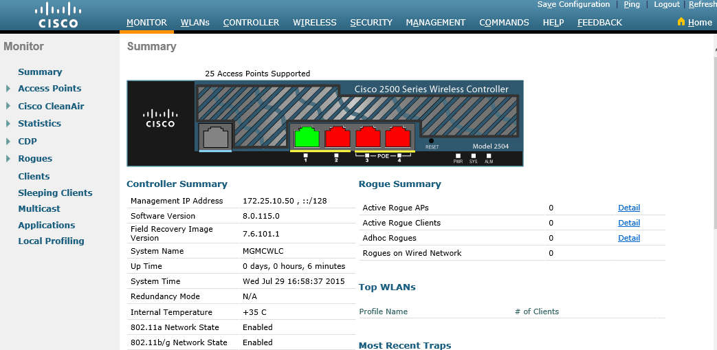 Cisco 2500 Series Wireless Controller Getting Started Guide - Cisco