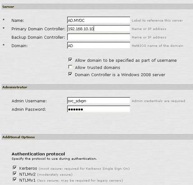 Pulse Secure Juniper SSL VPN Setup Additional Authentication Servers (3)