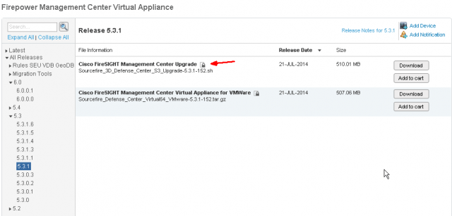 Upgrade SourceFire FirePOWER FireSIGHT Management Center