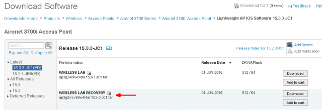 Recovery mode CAPWAP files