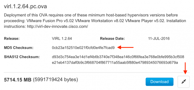 Verify CiscoVIRL downloaded image