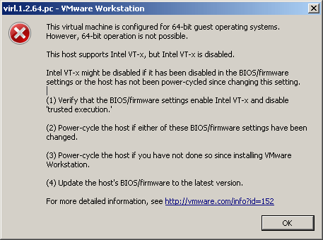 CiscoVirlVmwareWorkstation error VT-X viirtualization CPU